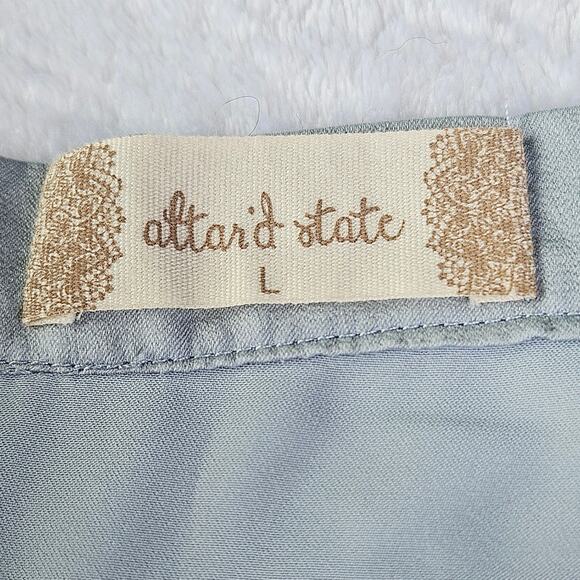 New Altar'd State Satin Wrap Mini Skirt Size Large Feminine Soft Blue Pastel - Picture 6 of 10